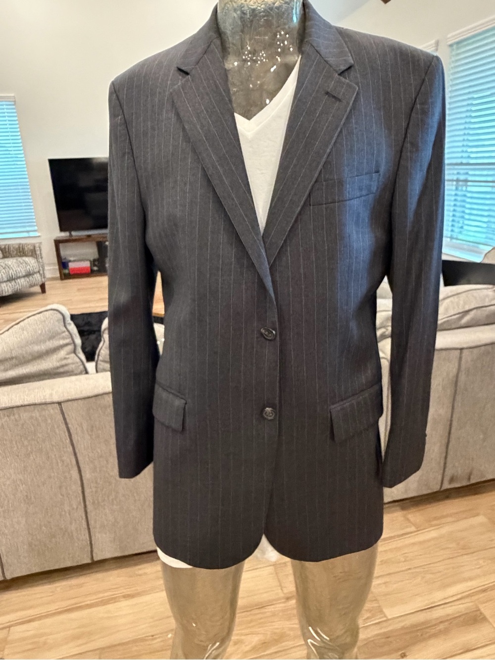 Lauren Ralph Lauren Men's Dark Gray Pinstripe Blazer